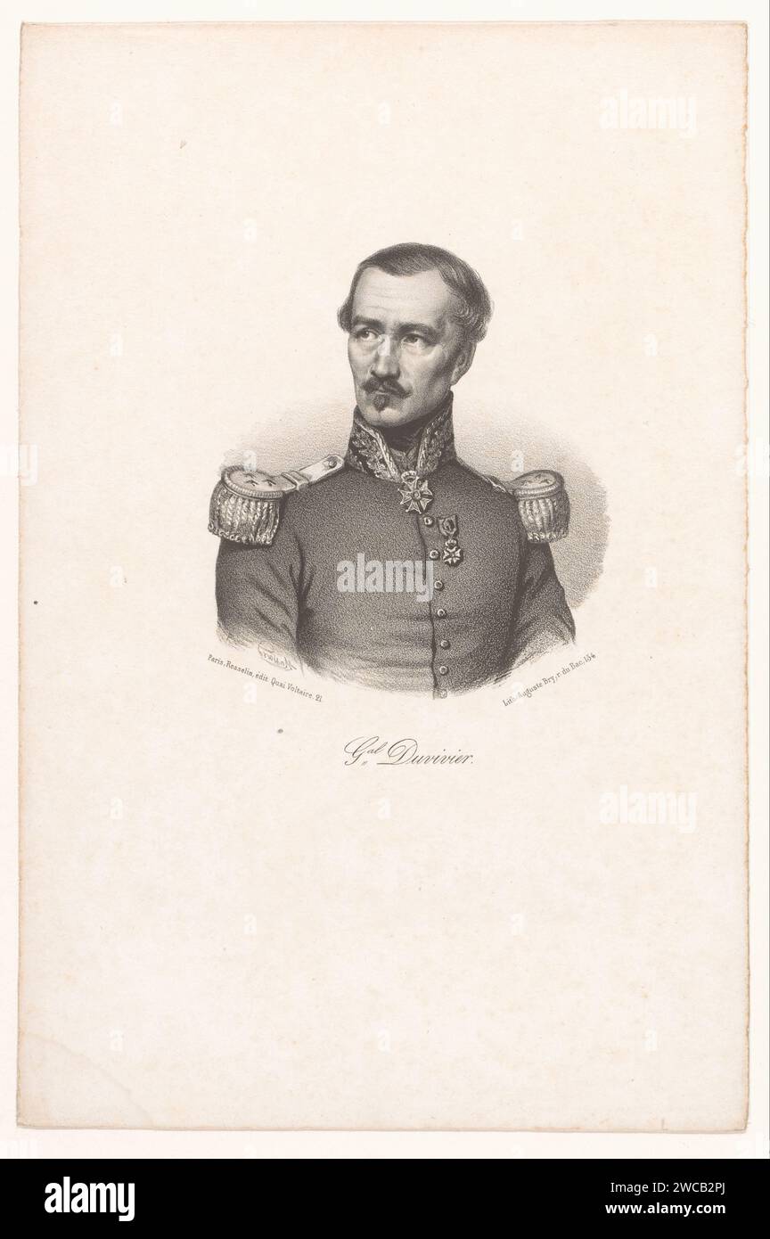 Porträt von General Franciade Fleurus Duvivier, Léopold Massard, 1848 Druck Pariser Papier historische Personen Stockfoto