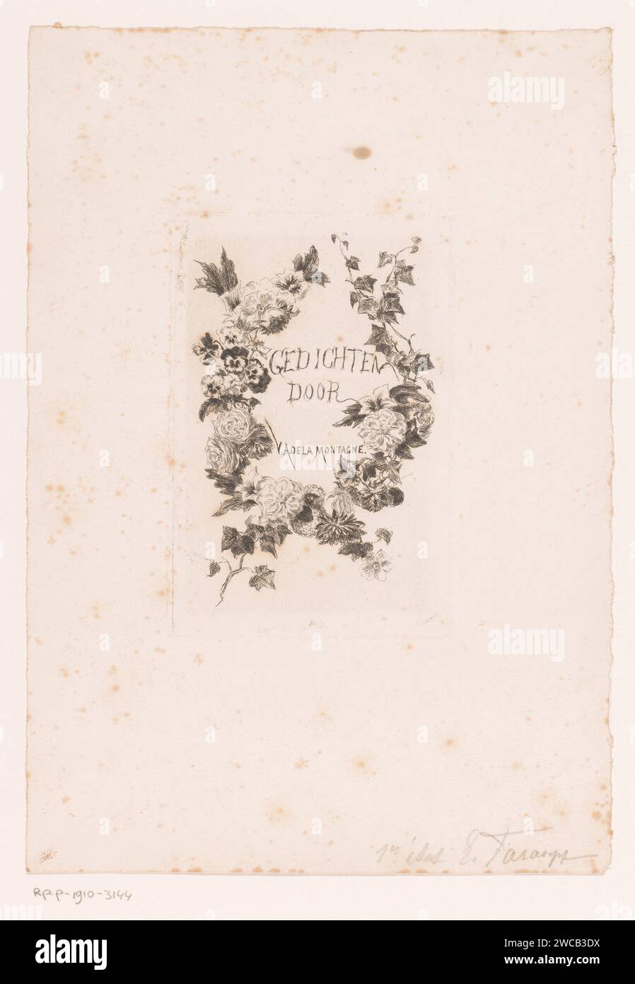 Flower Ranks, Edgard Farasyn, 1868 - 1910 Druckpapier, das Blumen ätzt Stockfoto