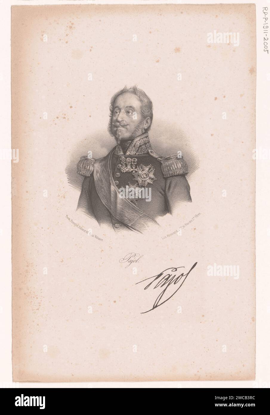 Portret van Pierre Claude Pajol, Anonym, Formentin & Cie., 1830 - 1856 Druck Paris Papier historische Personen Stockfoto