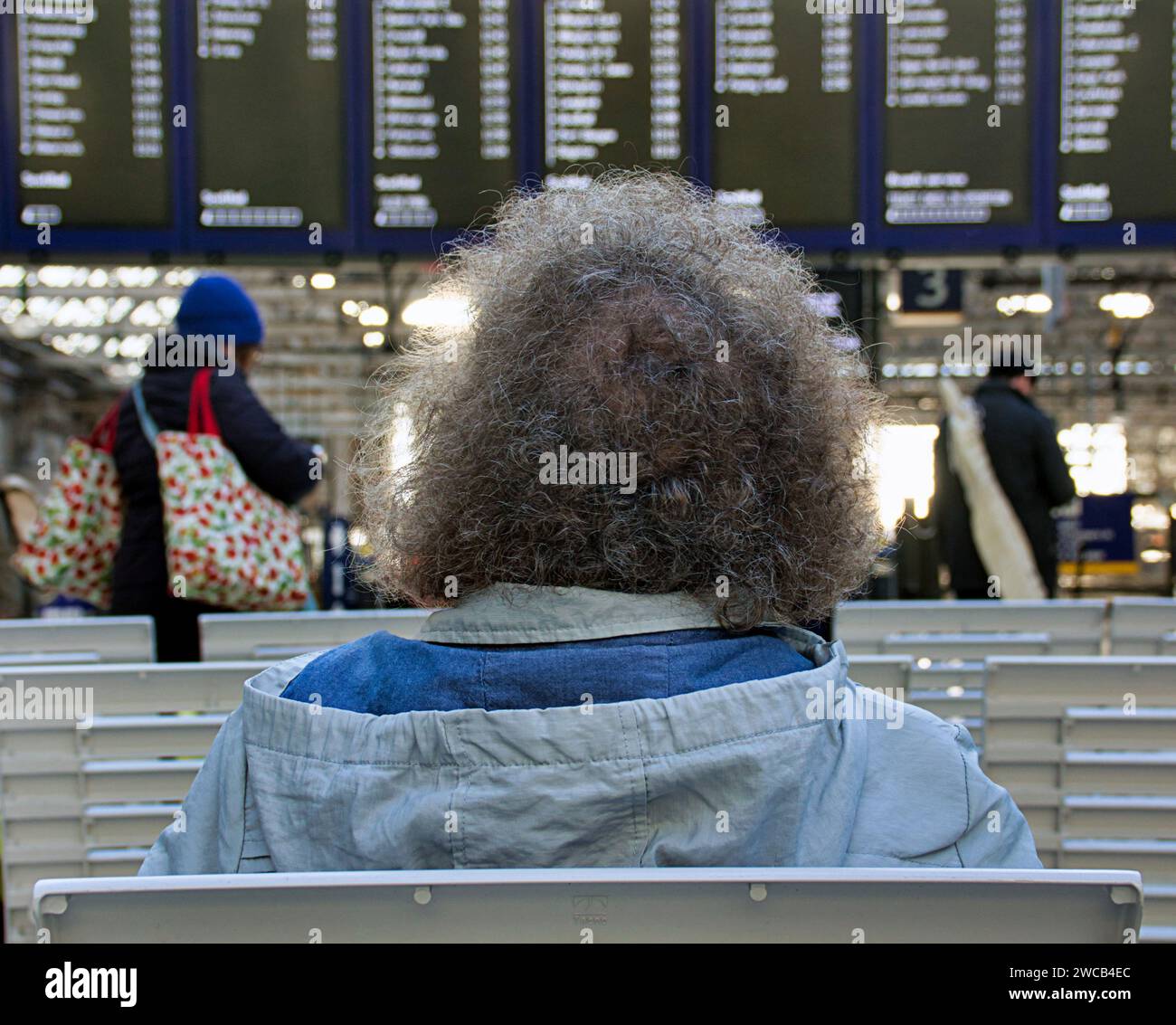 Glasgow, Schottland, Großbritannien. Januar 2024. Wetter in Großbritannien: Eiskalte Nacht mit klarem Himmel sah Frost in der Stadt. Der Hauptbahnhof hatte Wetterverzögerungen. Credit Gerard Ferry/Alamy Live News Stockfoto
