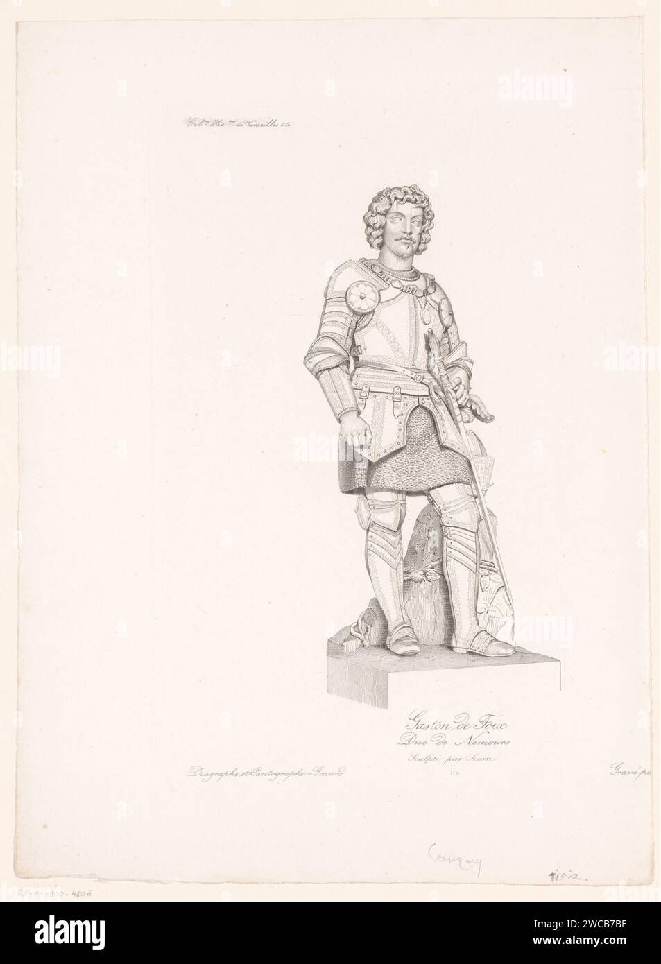 Portret Van Gaston de Foix -Nemours, Ephraim Conquy (zugeteilt), nach Charles Emile Marie Seurre, 1838 - 1841 Druck nummeriert in der Mitte: 116. Druckerei: Franzepublisher: Paris Papier Stahl Gravur historische Personen Stockfoto