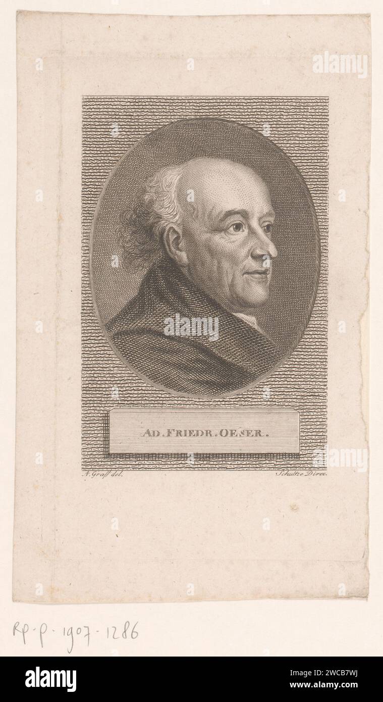 PortraT van Adam Friedrich Oeser, Christian Gottfried Schultze, nach Anton Graff, 1759 - 1819 Druckpapier, das historische Personen graviert Stockfoto