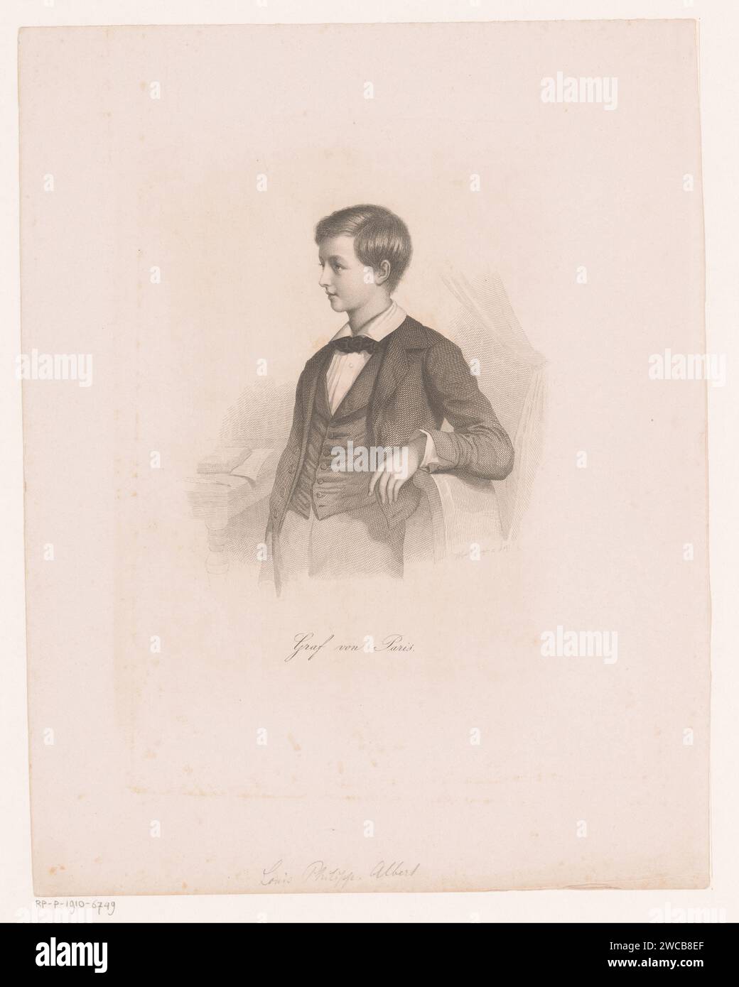 PortraT van Louis Philippe Albert D'Orleans, Comte de Paris, August Weger, 1850 - 1892 Druck Leipzig Papier Stahl Gravur historische Personen Stockfoto