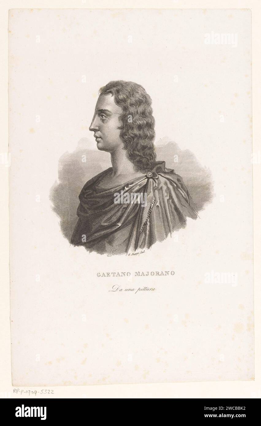 Portret Van Operazanger Gaetano Majorano, Genoemd Caffarelli, G. Stuppi, After Unknown, 1800 - 1899 Print Italien Papierstich historischer Personen. Porträt des Opernsängers Stockfoto