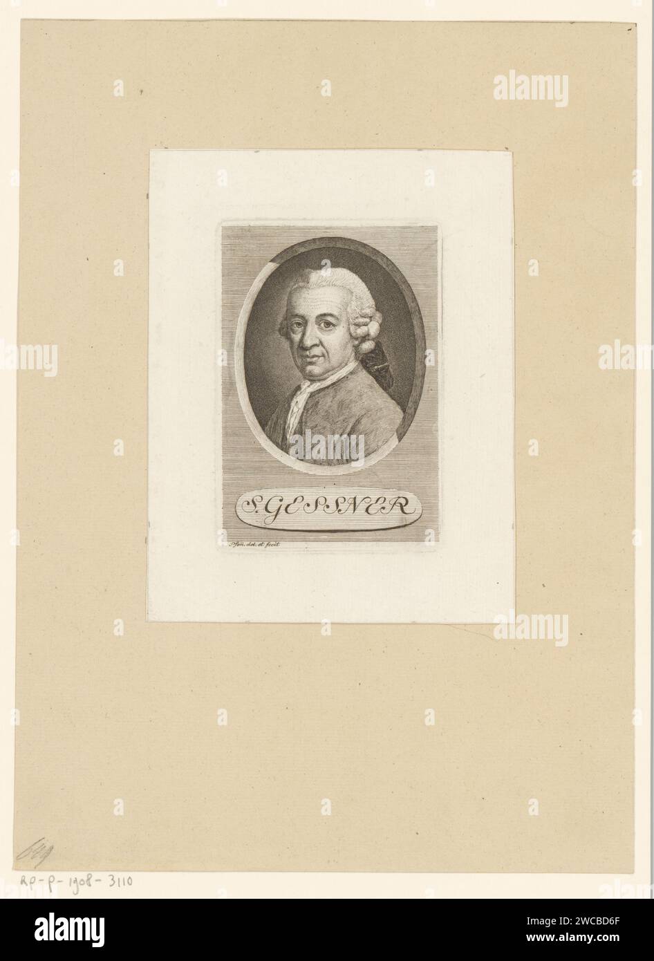 Porträt van Salomon Gessner, Heinrich Pfenninger, 1759 - 1815 Druckpapier, das historische Personen graviert Stockfoto