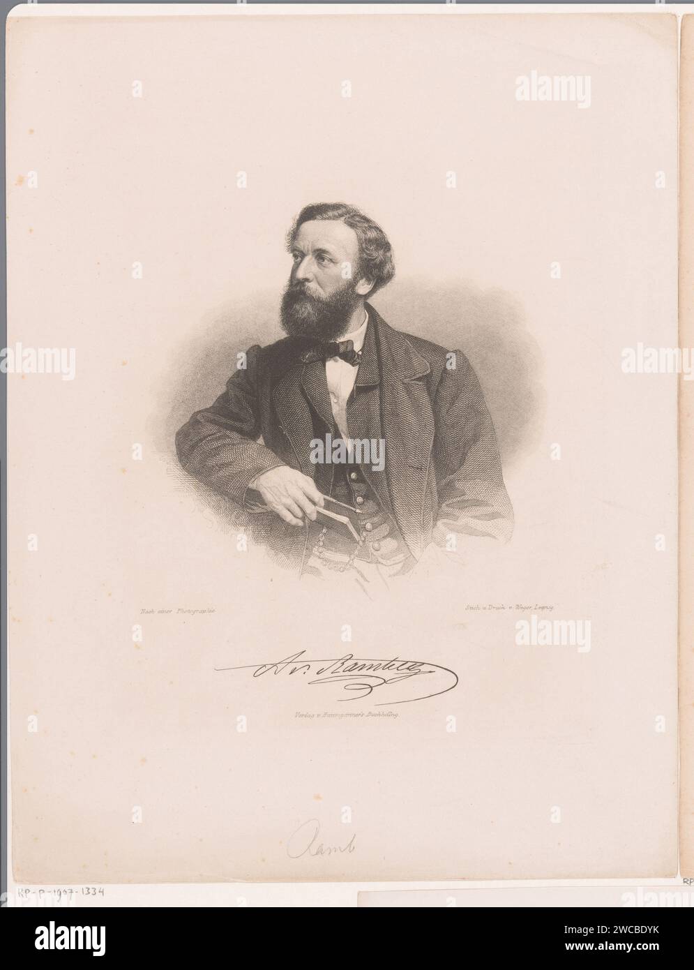 PortraT van Arthur Georg von Ramberg, August Weger, nach Anonym, 1860 - 1892 Druck Leipzig Papier Stahl Gravur historische Personen Stockfoto