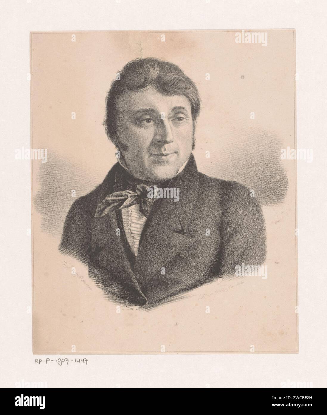 Porträt von Pierre Francois de Noter, Franciscus Mattheus Jozef Kierdorff, nach Louis Jacopsen, 1828 Druck Gent Papierporträt, Selbstporträt des Malers Stockfoto