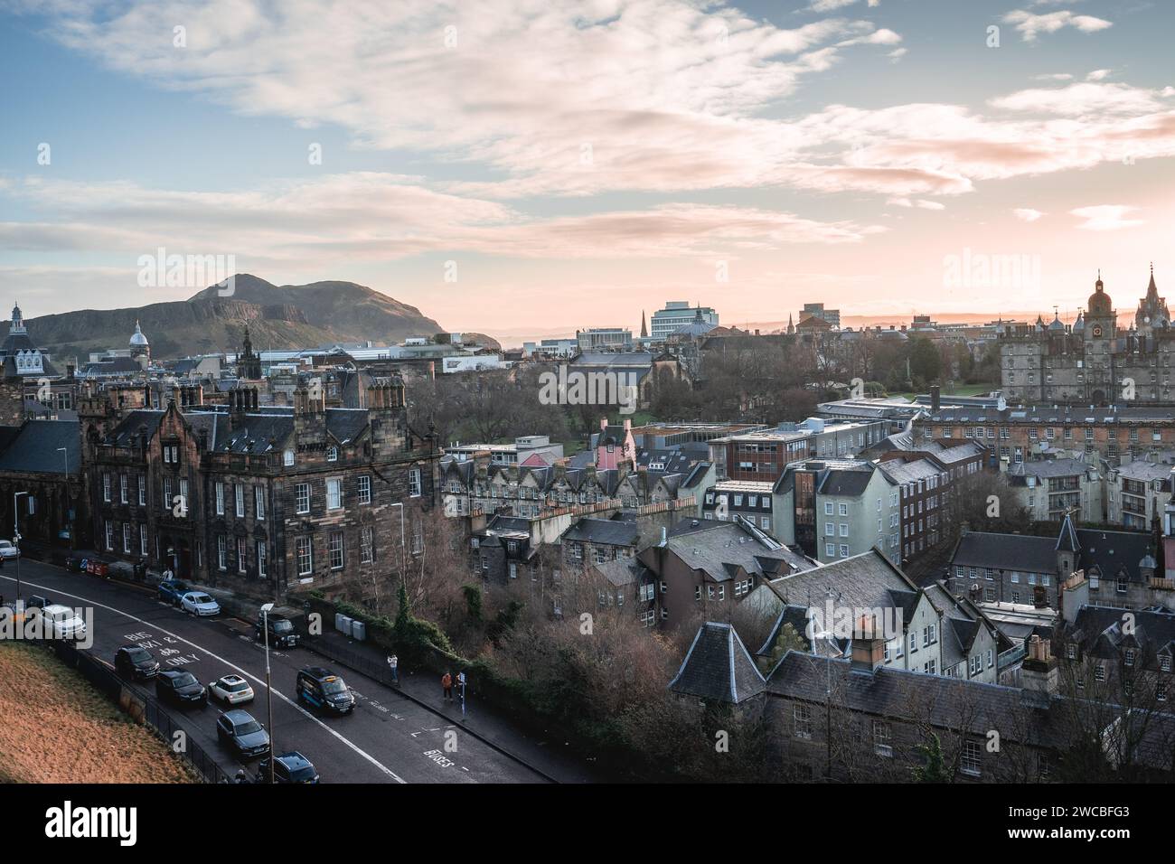 Panoramablick auf Edinburgh, vom Schloss. Edinburgh Schottland. Januar 2024. Stockfoto