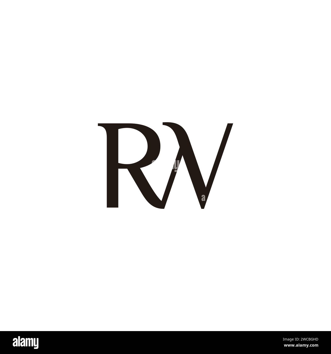 Mit Buchstaben rw verbundene Kurven eleganter Logo-Vektor Stock Vektor