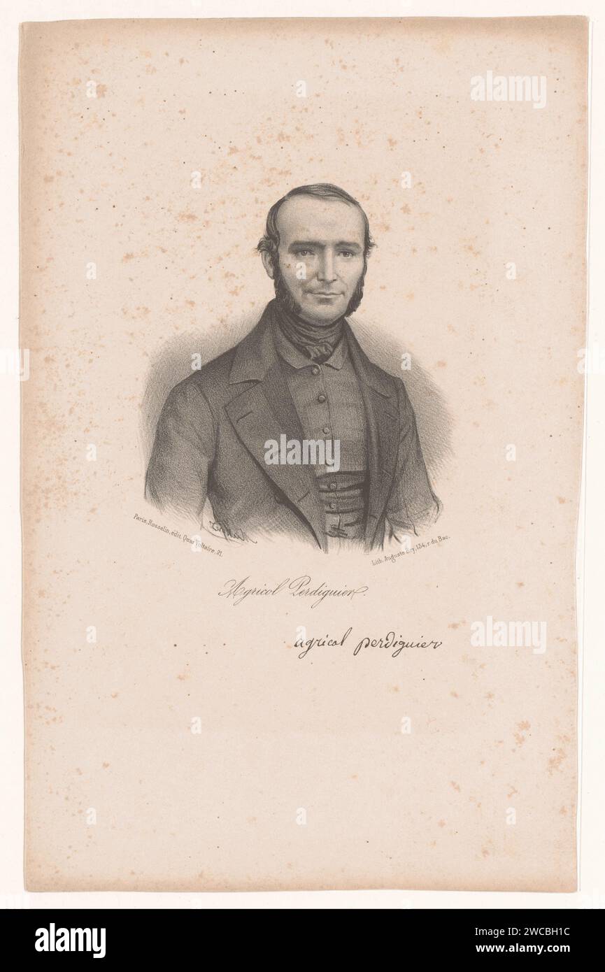 Portret Van Agricol Perdiguier, Léopold Massard, 1832 - 1861 Druck Paris Papier historische Personen Stockfoto