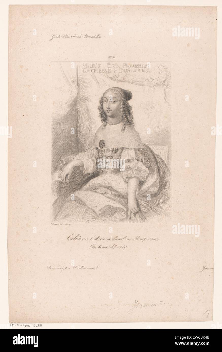 Marie d'Orléans, Emile Giroux (ausgezeichnet an), nach Léopold Massard, 1838 - 1841 Druckpapier Gravur historischer Personen. Prinzessin Stockfoto