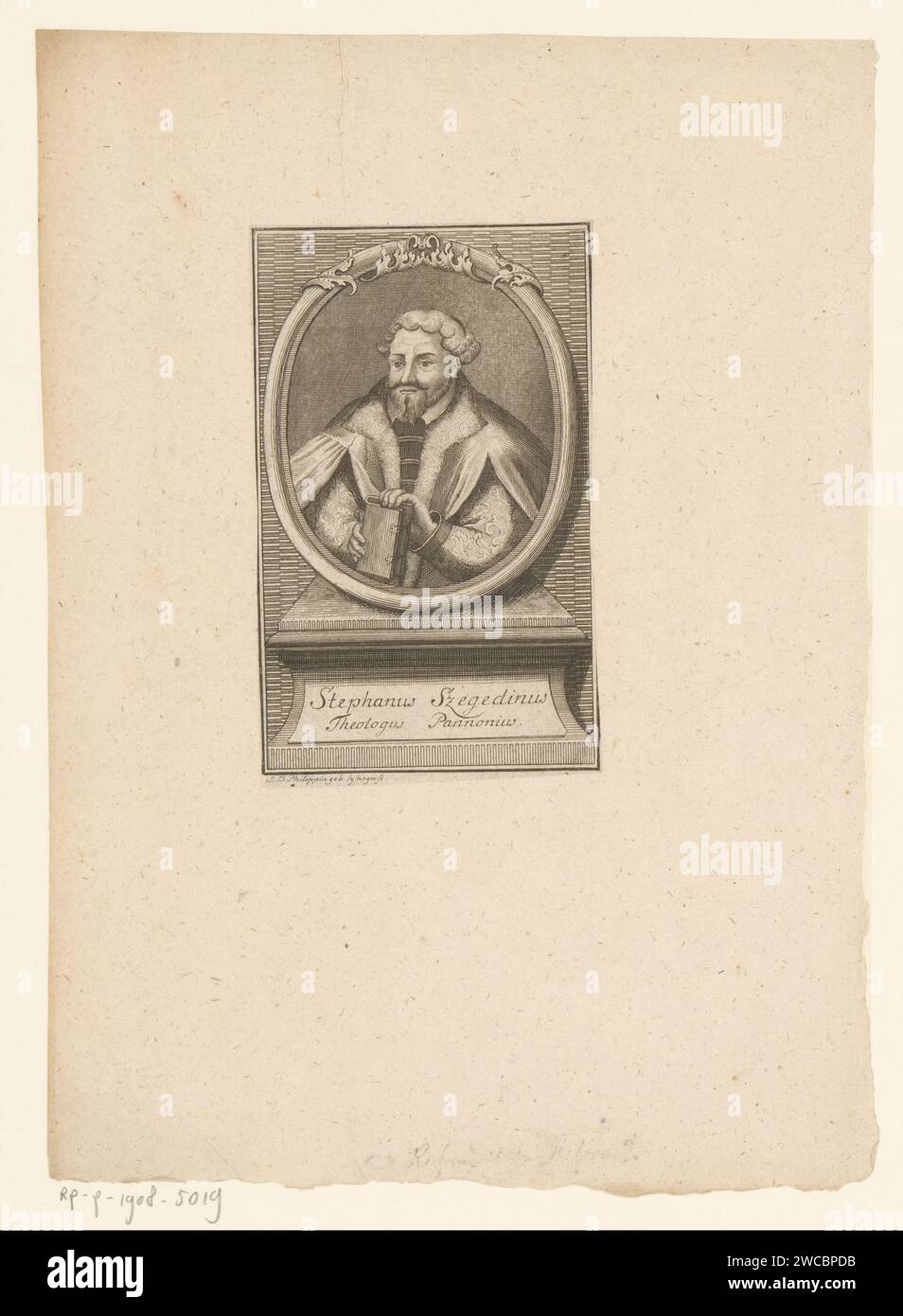 Portret Van Stephanus Szegedinus, Johanna Dorothea Sysang, 1739 - 1791 Druckpapier mit Gravur historischer Personen Stockfoto