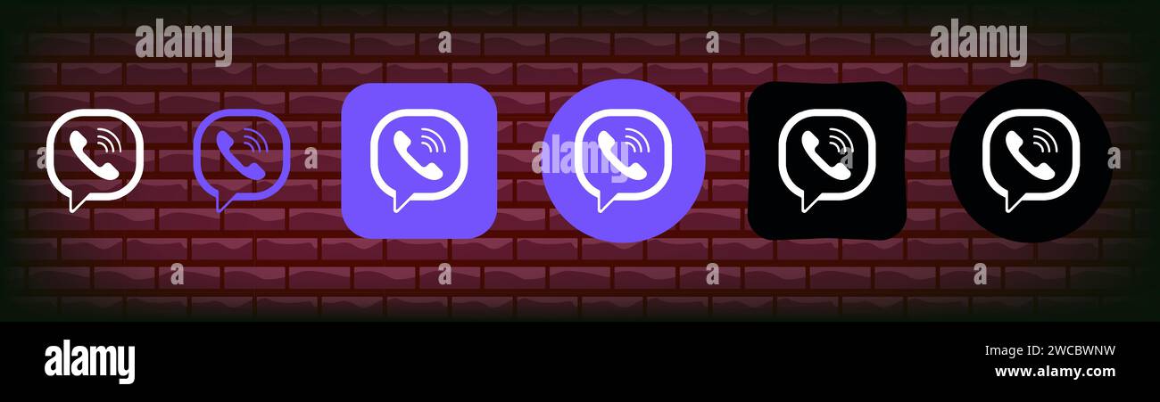 Sammlung verschiedener Viber Symbole. Logo für soziale Medien. Strichzeichnungen und Flachbauweise isoliert auf weißem Hintergrund. Vektorliniensymbol für Unternehmen und Werbung Stock Vektor