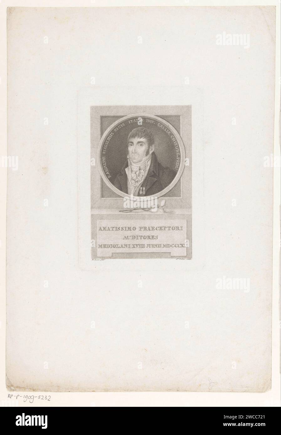 Portret Van Chirrg P. Asallini, Luigi Rados, nach M. Lose, 1783 - Druck Italien Papier graviert historische Personen. Barbier; Chirurg (+ Porträt des Gelehrten, Wissenschaftlers) Stockfoto