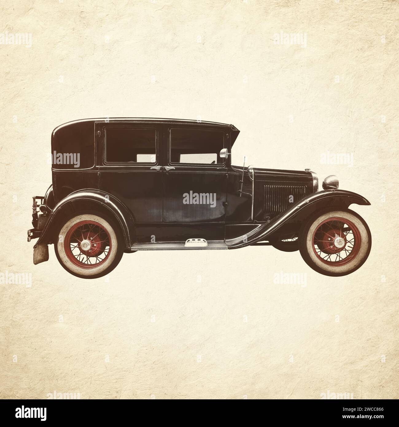 Sepia-getöntes Bild eines schwarzen Oldtimers aus dem frühen 20. Jahrhundert Stockfoto