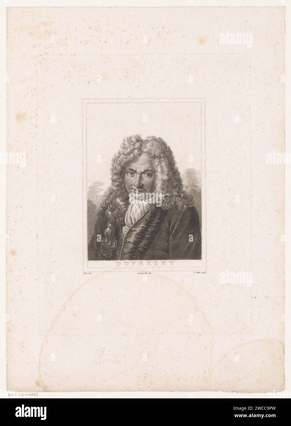 Portret van Charles Dufresny, Jean Nicolas Adam, After Méhu, 1796 - 1850 Druckgraphiker: Franziskus Zeichnung von: Franziskus: Paris Papierätzung / Gravur historischer Personen Stockfoto