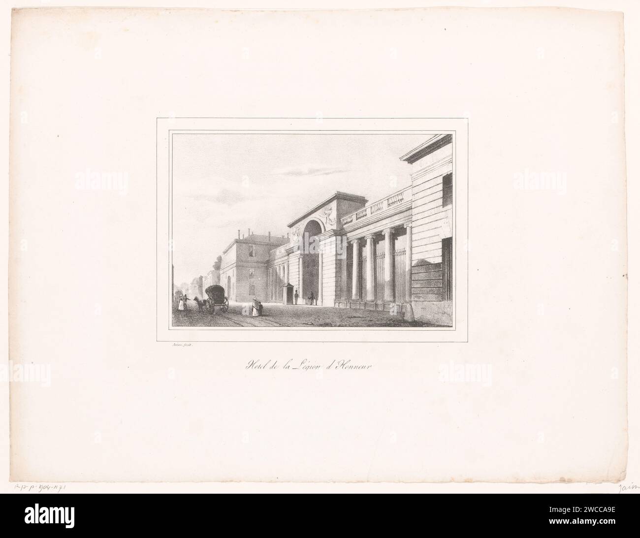 Zicht op het Palast der Ehrenlegion, Ernest Jaime, 1828 Druck Paris Papier Hôtel, d.h. kleiner Palast in der Stadt Legion of Honor Palace Stockfoto