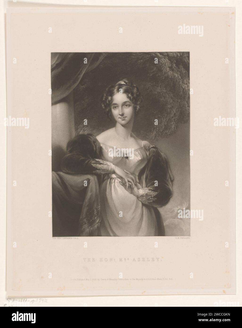 Portret van Maria Anne Ashley, George Henry Phillips, nach Thomas Lawrence, 1842 Druck London Papiergravur / Radierung historischer Personen Stockfoto