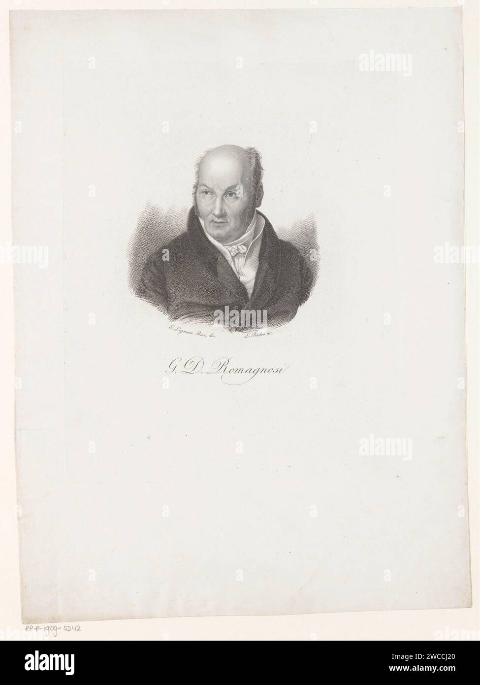 Portret Van Gian Domenico Romagnosi, Luigi Rados, nach Ernesta Bisi, 1783–1840 Druck Italien Papier graviert historische Personen Stockfoto