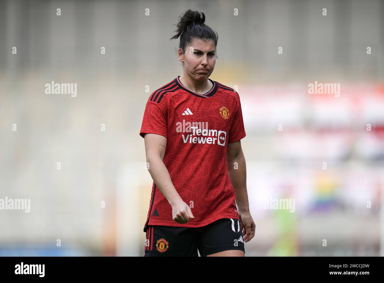 Manchester United Women gegen Newcastle Women – Fourth Round LEIGH, ENGLAND – 14. DEZEMBER: Lucia Garcia von Manchester United, Manchester United, beim vierten Spiel der Frauen-FA-Cup-Runde zwischen Manchester United und Newcastle im Leigh Sports Village am 14. Januar 2024 in Leigh, England. Stockfoto