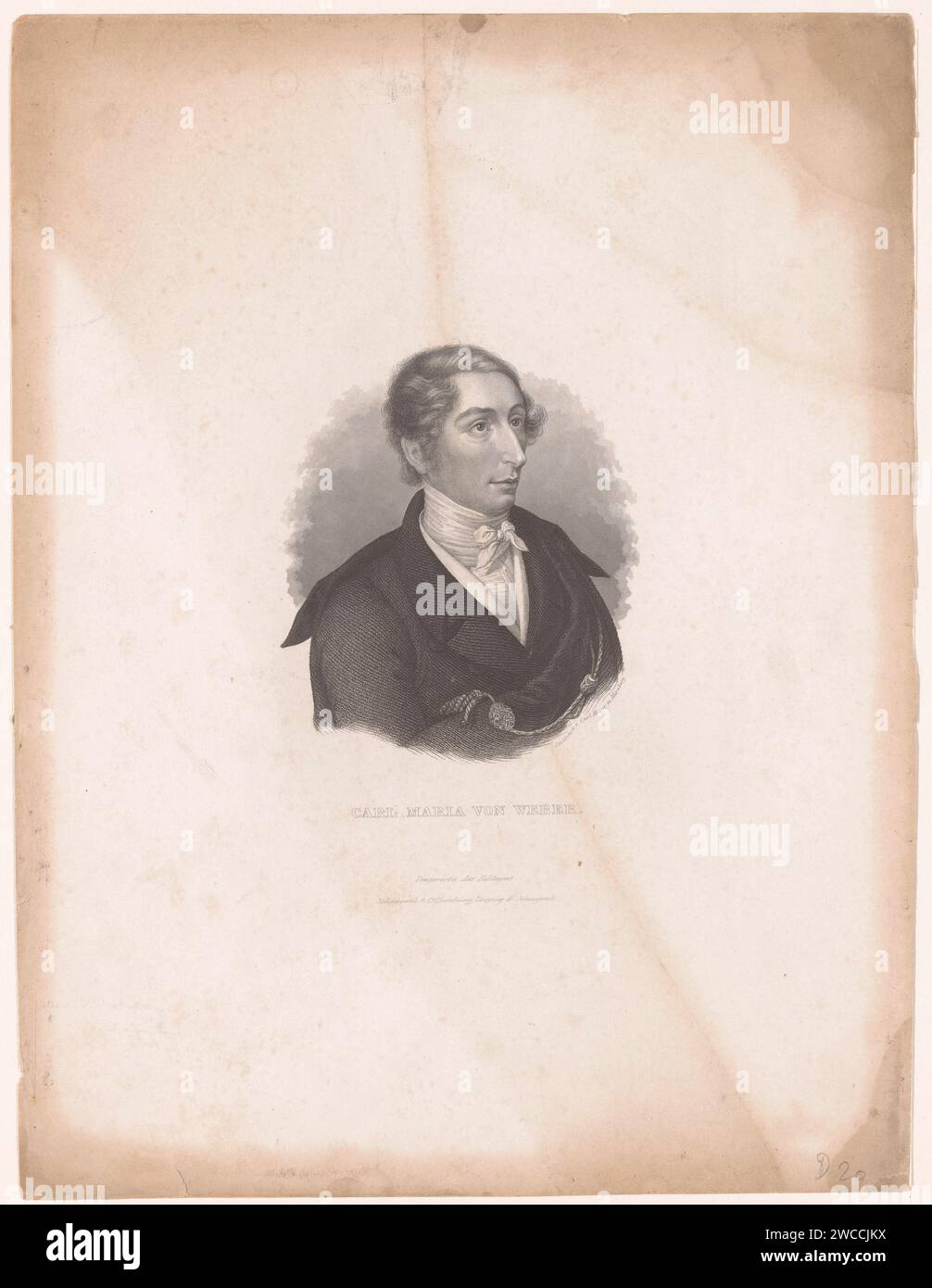 PortraT van Carl Maria von Weber, Carl Mayer, 1850 - 1875 Druckerei: NeurenbergVerlag: Hamburger Papierstahlstich historische Personen Stockfoto