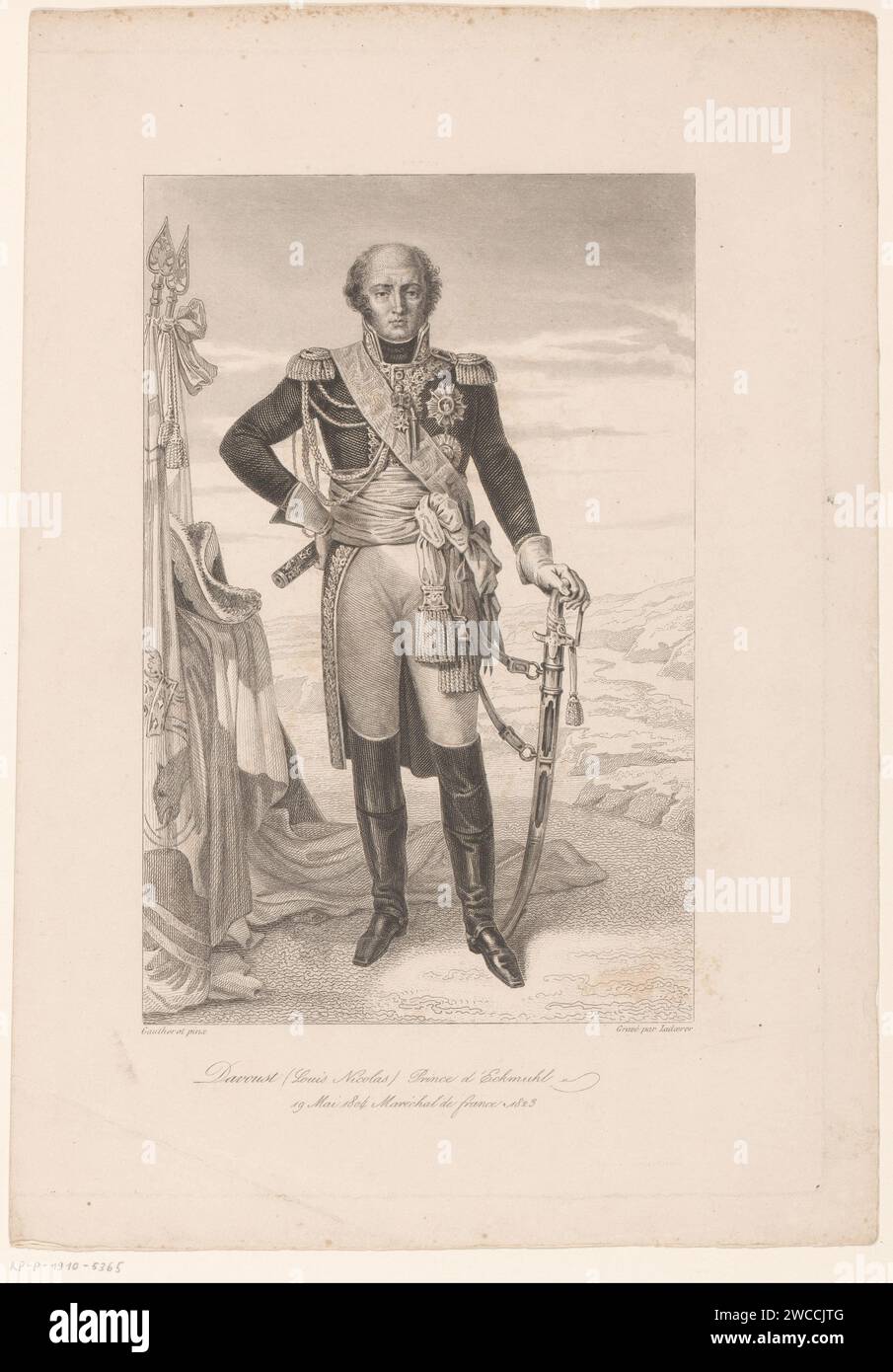 Portret van Louis -Nicolas Davout, Laderer, nach Pierre Gautherot, 1838 - 1841 Druckerei: Franziskus: Paris Papiergravur / Gravur historischer Personen. oberbefehlshaber, General, Marshal Stockfoto