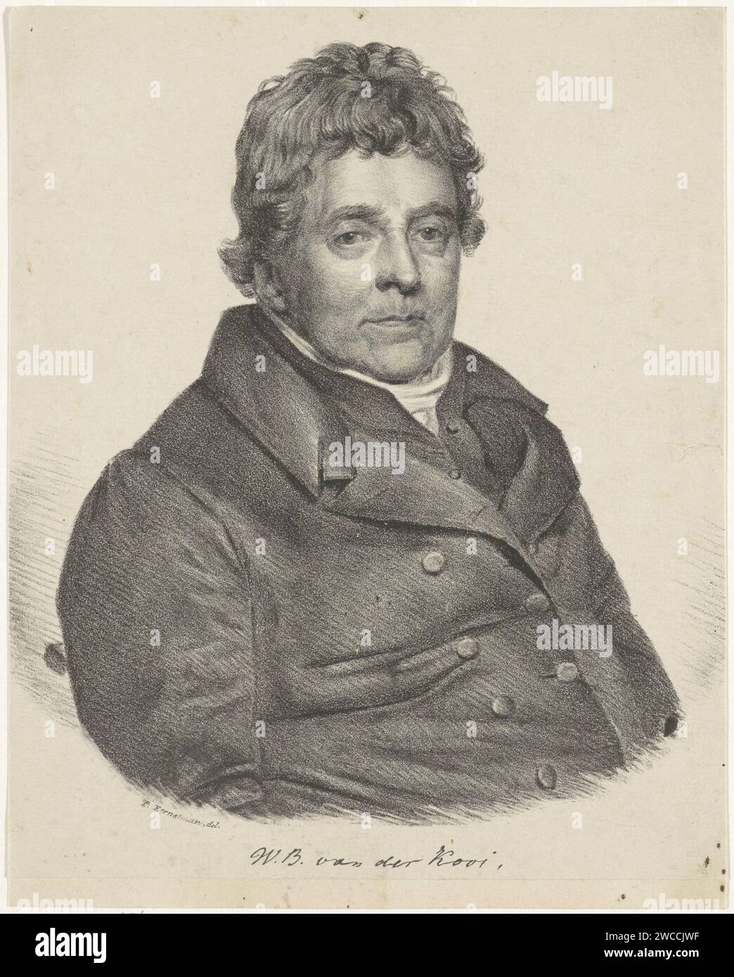 Porträt von Willem Bartel van der Kooi, Tjeerd Eernstman, 1811 - 1886 Druck die dargestellte Person ist nach rechts gedreht. Historische Personen aus Papier (+ (Vollporträt) Stockfoto