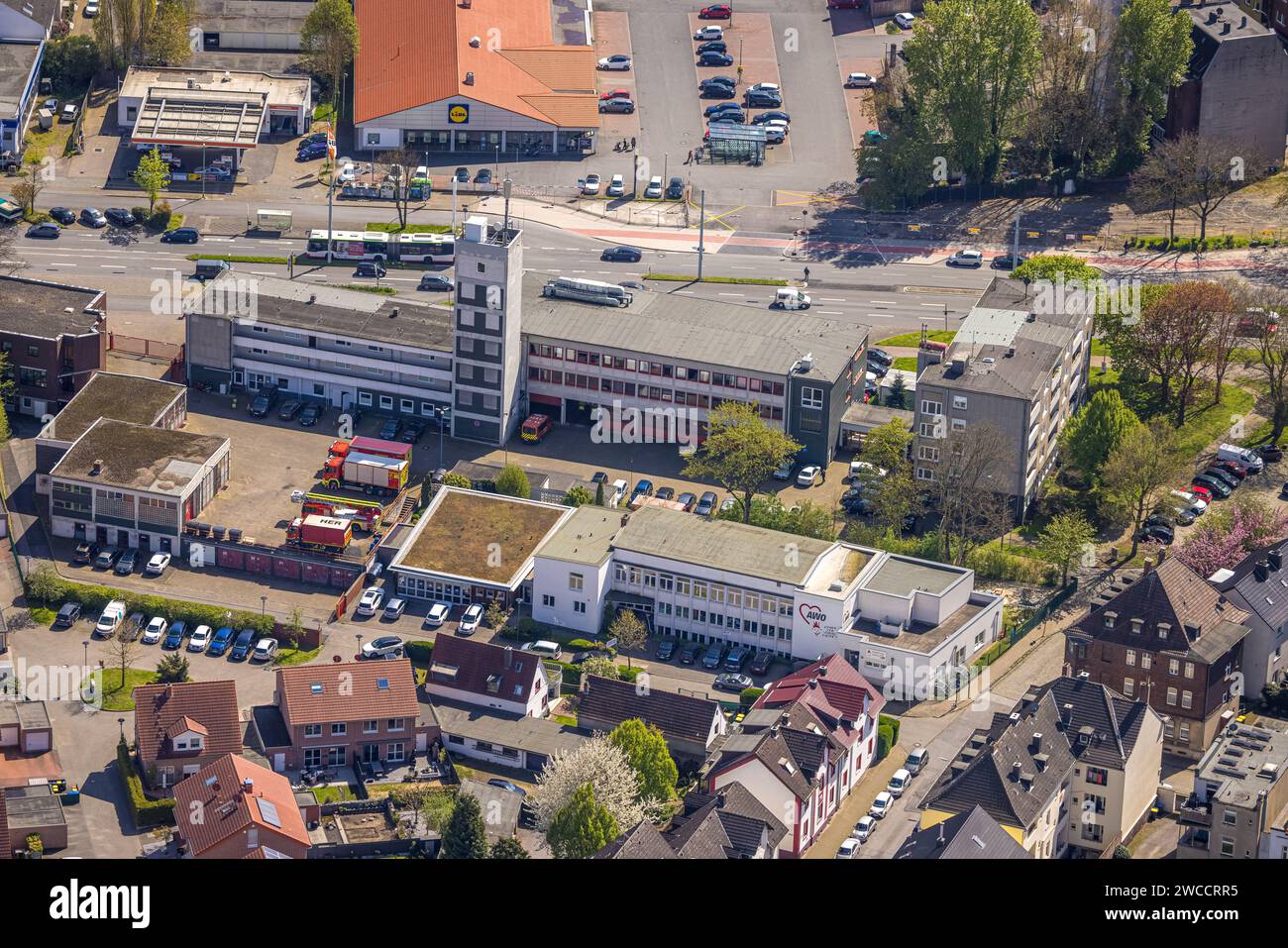 Luftbild, Stadtfeuerwehrverband Herne, Herne-Mitte, Herne, Ruhrgebiet, Nordrhein-Westfalen, Deutschland Stockfoto