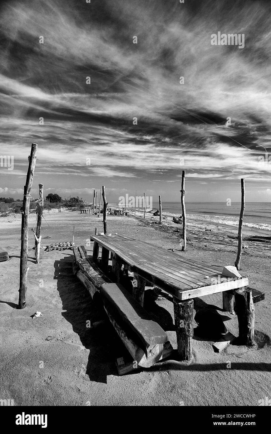 Pila (RO), Po River Delta, Italien, der freie Strand von Boa Scanno, am Meer Stockfoto