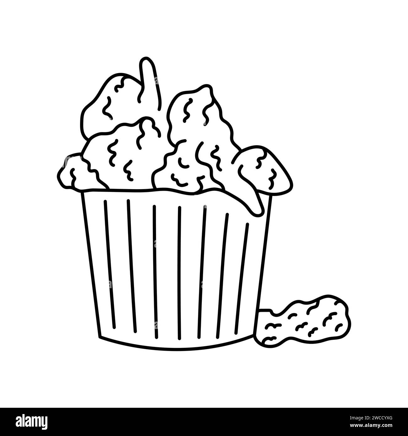 Farbelement für gebratenes Huhn. Cartoon Street Food. Isolierte Vektordarstellung. Stock Vektor