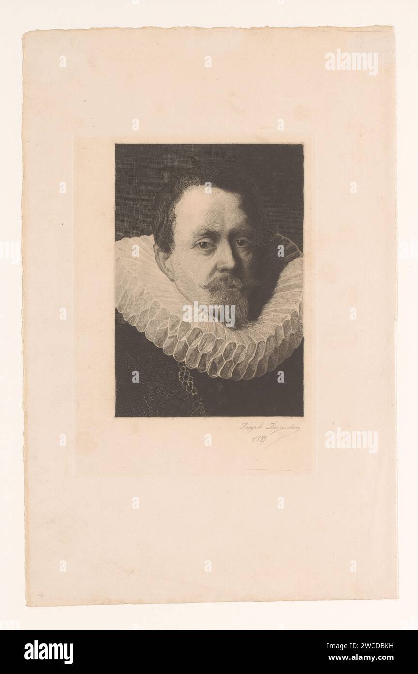 Portret van Jean Charles de Cordes, Joseph Dujardin, nach Peter Paul Rubens, Druckpapier, das einen erwachsenen Mann aus dem Jahr 1883 graviert. Historische Personen Stockfoto