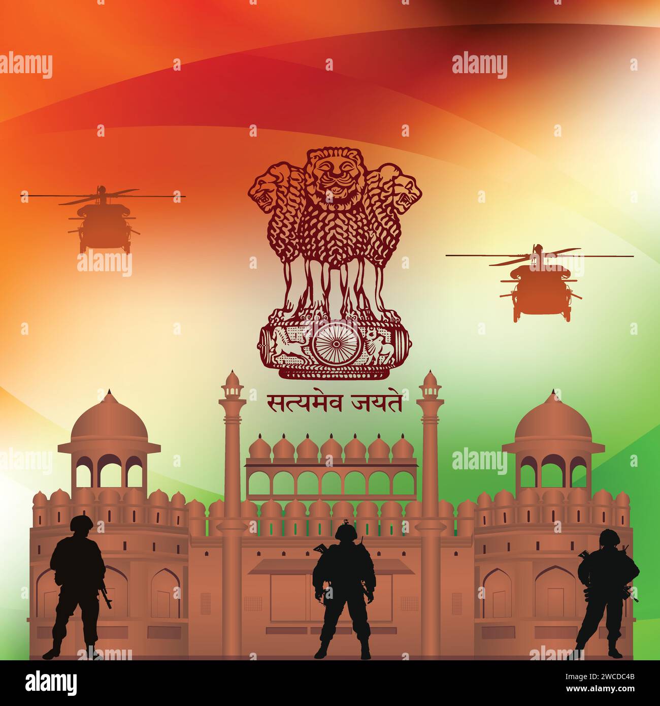 Vektor-Illustration Armee Tag Indien Republik Stock Vektor