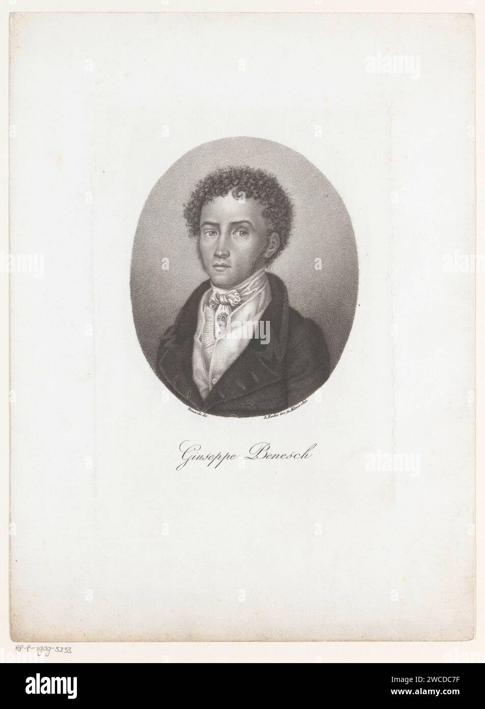 Portret Van Giuseppe Benetsch, Luigi Rados, nach de Marchi, 1820 Druckerei: MilaanAfter Zeichnung: Italien Papier historische Personen Stockfoto