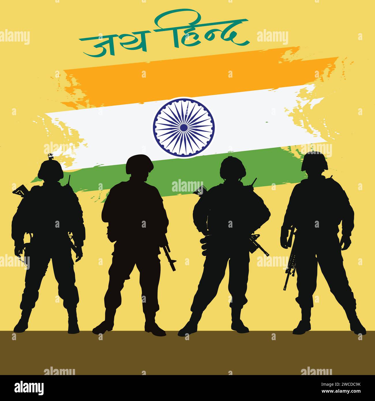 Vektor-Illustration der indischen Armee mit Flagge für Happy Republic Day von Indien, Unabhängigkeit, Indien Stock Vektor