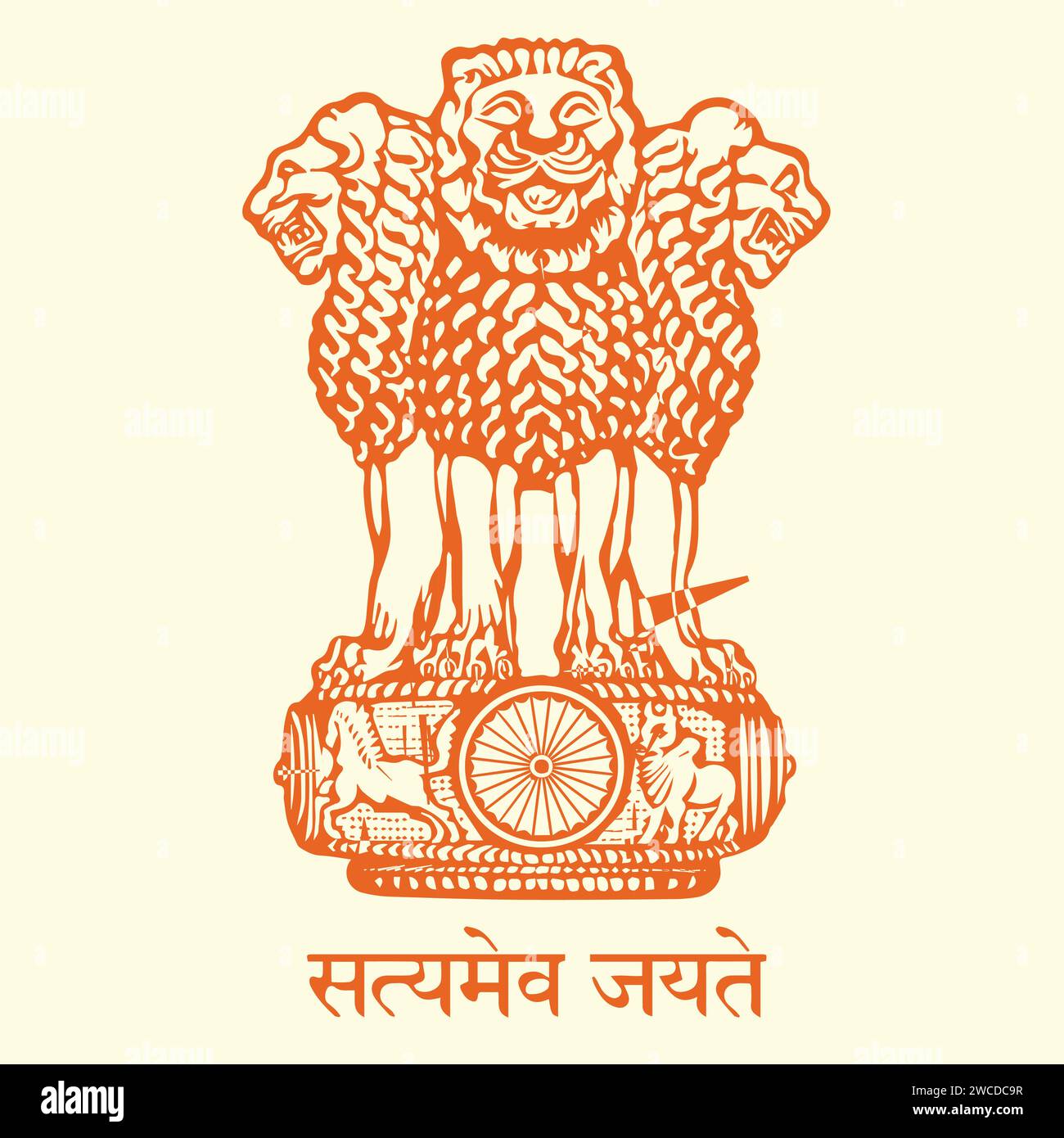 Vektor-Illustration der Flagge und des Ashoka-Emblems von Indien Stock Vektor
