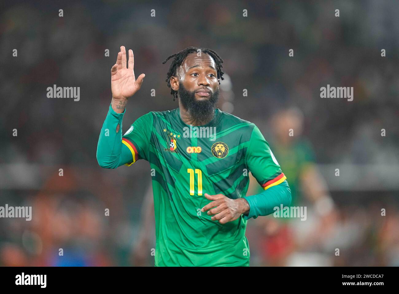 Januar 2024. LIVE-Bilder vom Gruppenspiel zum Afrikanischen Cup der Nation 2023 zwischen Kamerun und Guinea, Stade Charles Konan Banny, Yamoussoukro, Elfenbeinküste. Kim Preis/CSM Stockfoto