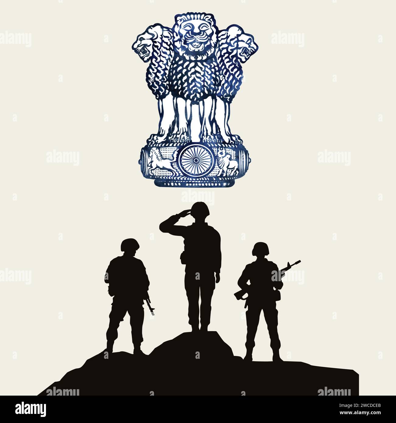 Tag Der Indischen Armee Mit Glückwunsch. Illustration des Armeemanns. Tag Der Indischen Armee Stock Vektor