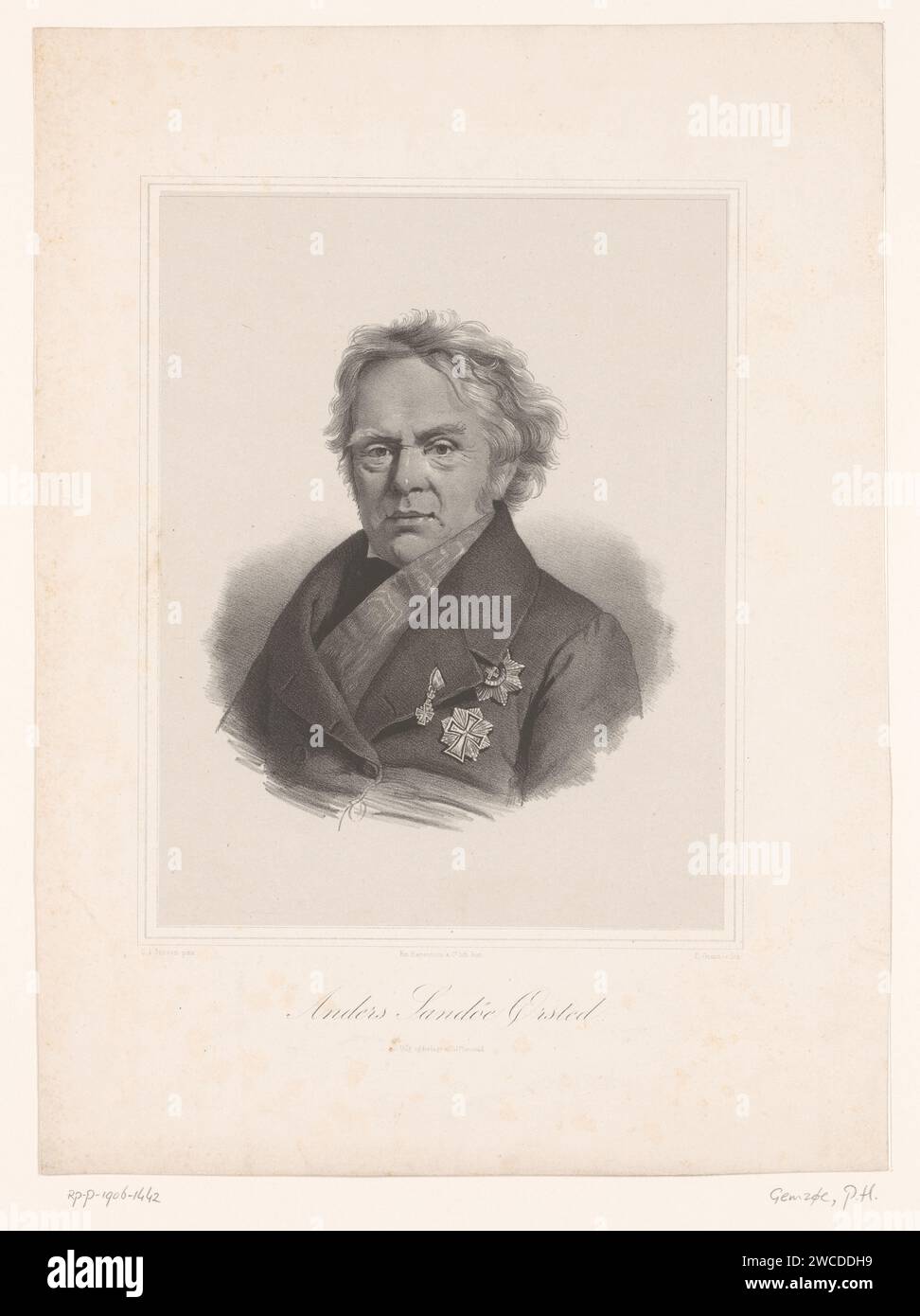 Portret van anders Sandøe Ørsted, Peter Gemzøe, nach Christian Albrecht Jensen, 1837–1879 Kopenhagener Zeitung drucken. Historische Personen Stockfoto