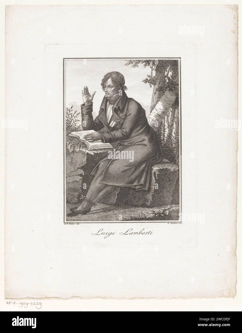 Portret Van Compisto Luigi Lamberti, Luigi Rados, nach Giovanni Battista Bosio, 1783 - 1840 Druck Italien Papier graviert historische Personen. Porträt des Komponisten Stockfoto