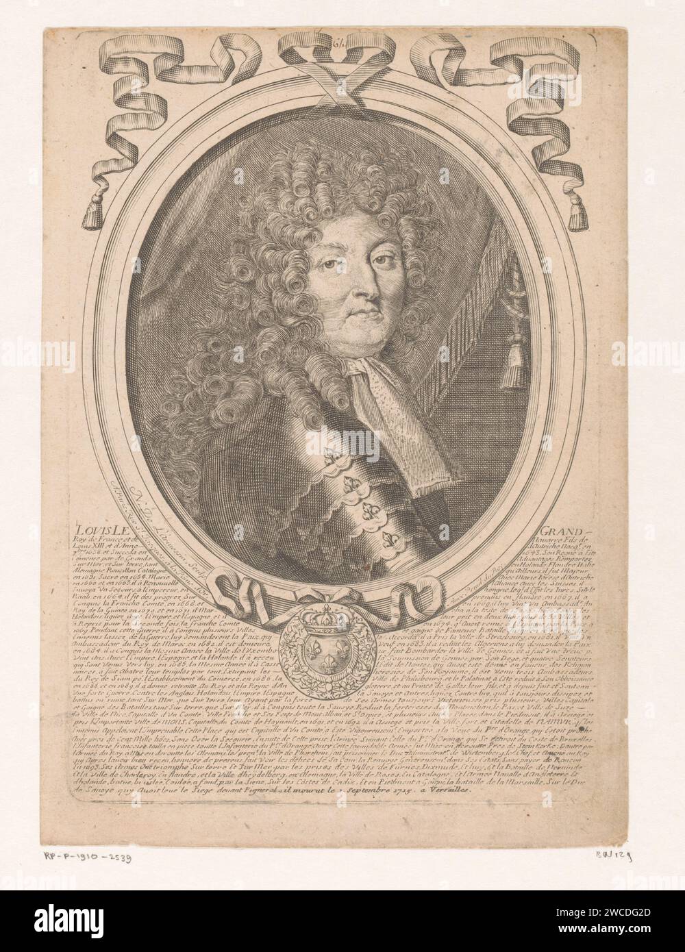 Porträt von Ludwig XIV., König von Frankreich, Nicolas de Larmessin (I), Nicolas de Larmessin (II), 1642–1725 Druckverlag: ParisFrance Papierstich / Ätzen historischer Personen. king Stockfoto