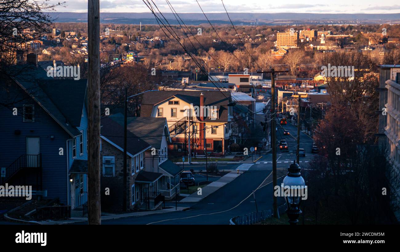 Hochwinkelansicht von Bethlehem, Pennsylvania im Lehigh Valley Stockfoto