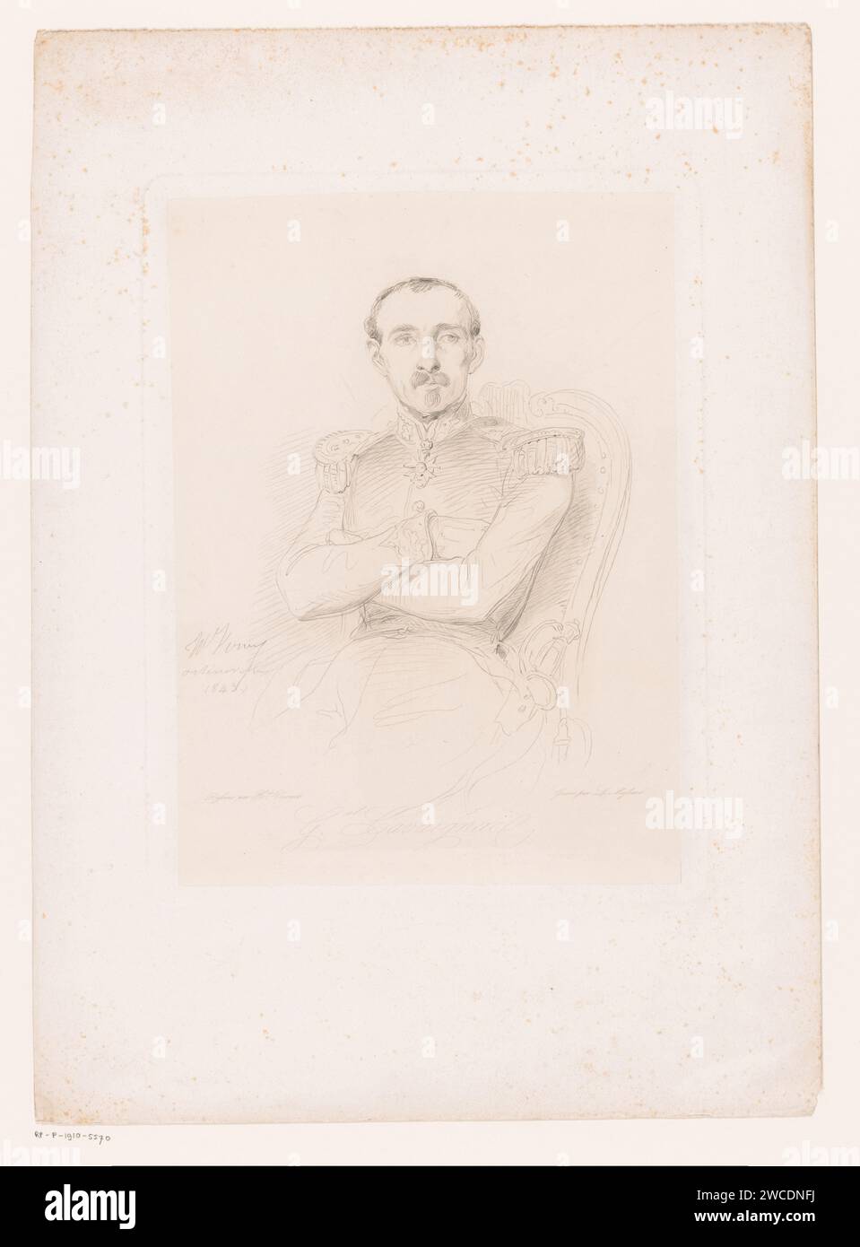 Portret van Louis Eugène Cavaignac, Léopold Massard, nach Horace Vernet, 1843 - 1889 Druckpapier. Ätzen historischer Personen Stockfoto