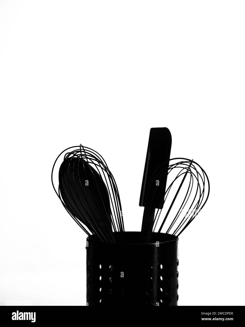 Küchenutensilien in Silhouette Stockfoto