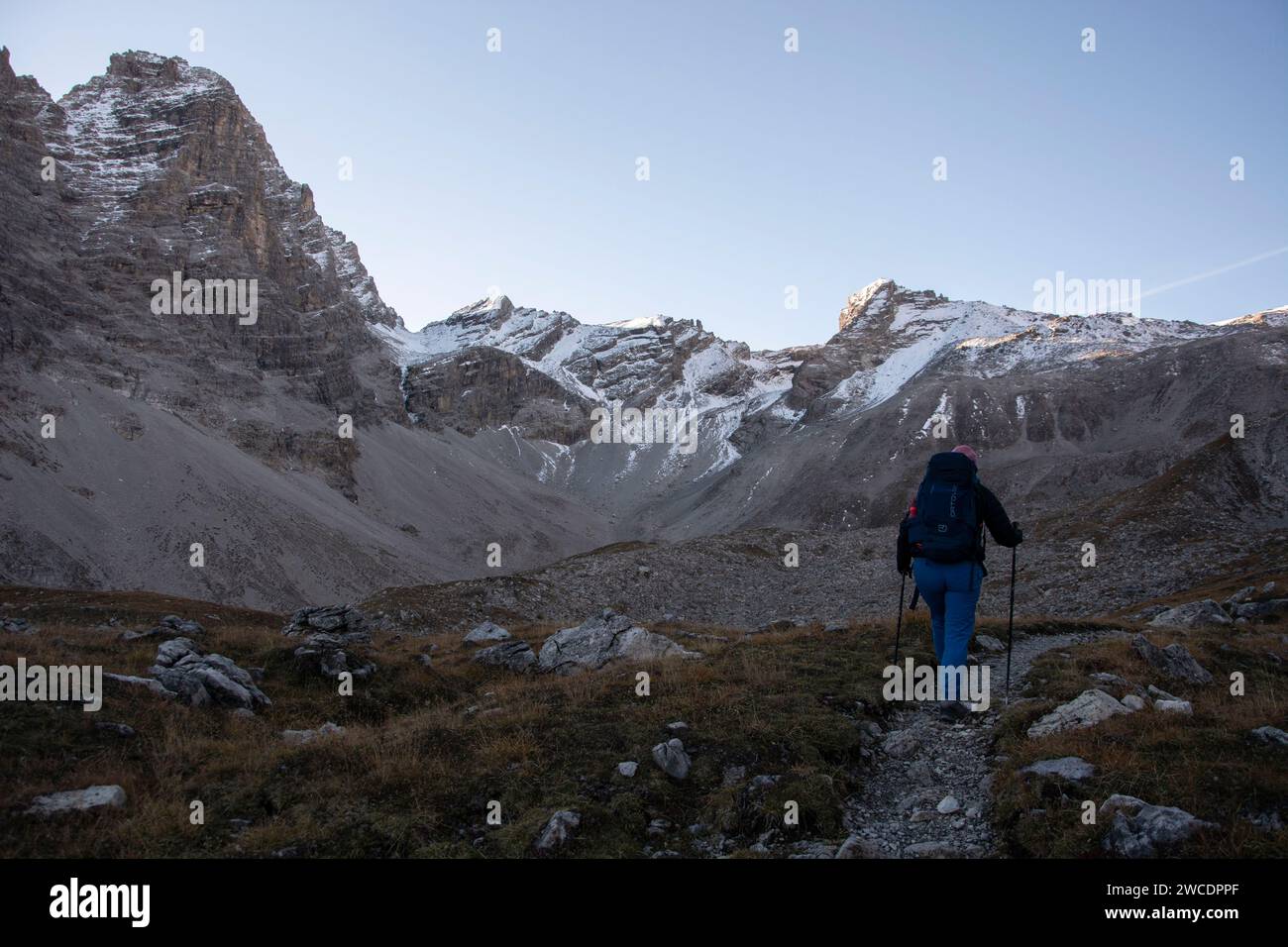 Parc Ela: Aufstieg von der Ela-Hütte zum Ela-Pass Stockfoto