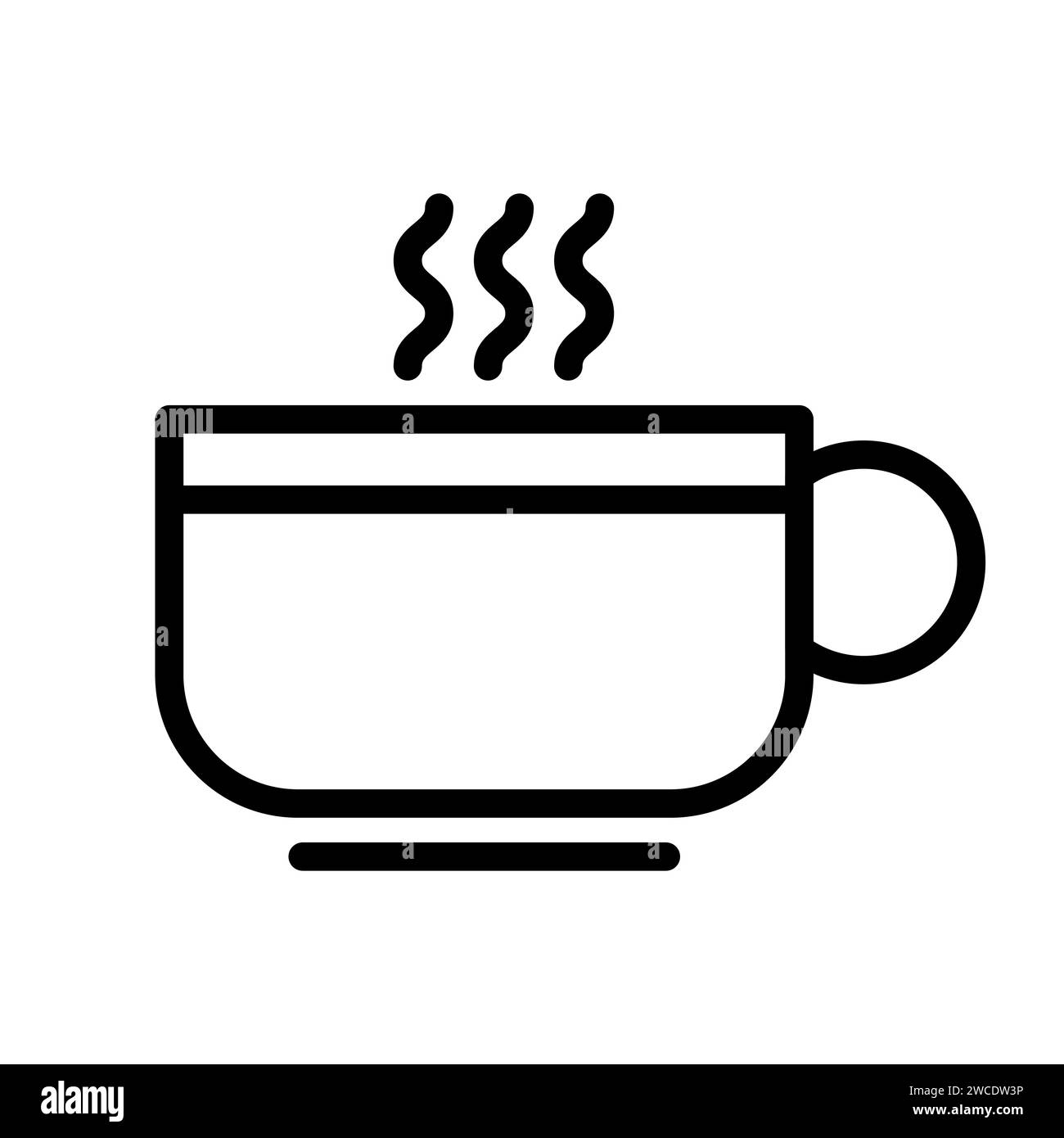 Vektorsymbol mit schwarzer Linie heißer Kaffee isoliert auf weißem Hintergrund Stock Vektor