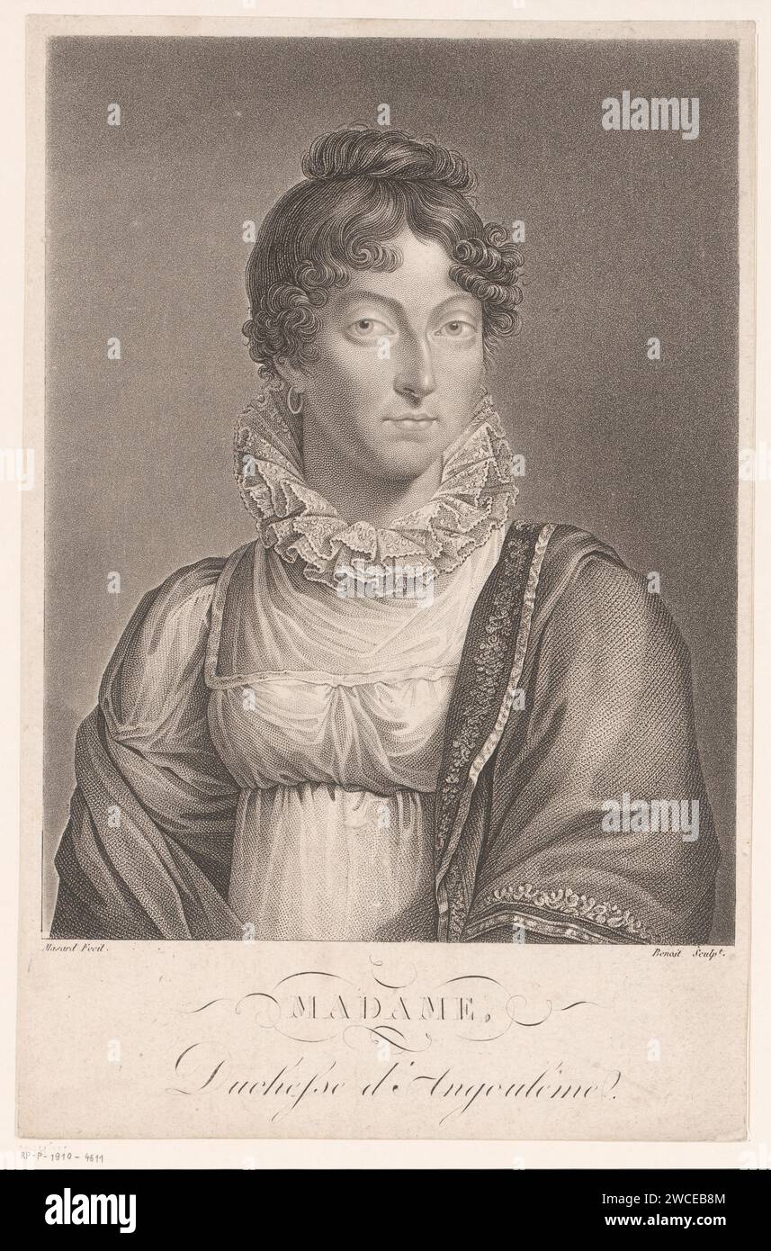 Porträt von Marie Thérèse Charlotte van France, J. L. Benoist (II), nach Léopold Massard, 1785 - 1845 Druck Frankreich Papier historische Personen Stockfoto