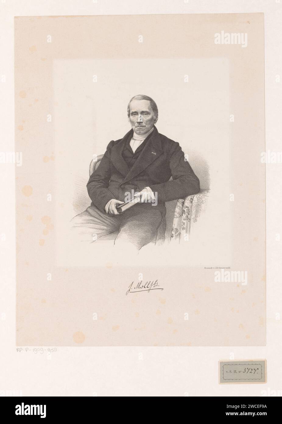 Portret van Jan Moll Jacobzn, anonym, 1822 - 1863 Druck unter dem Porträt die Unterschrift der porträtierten Person. Niederlande Papier. Historische Personen Stockfoto