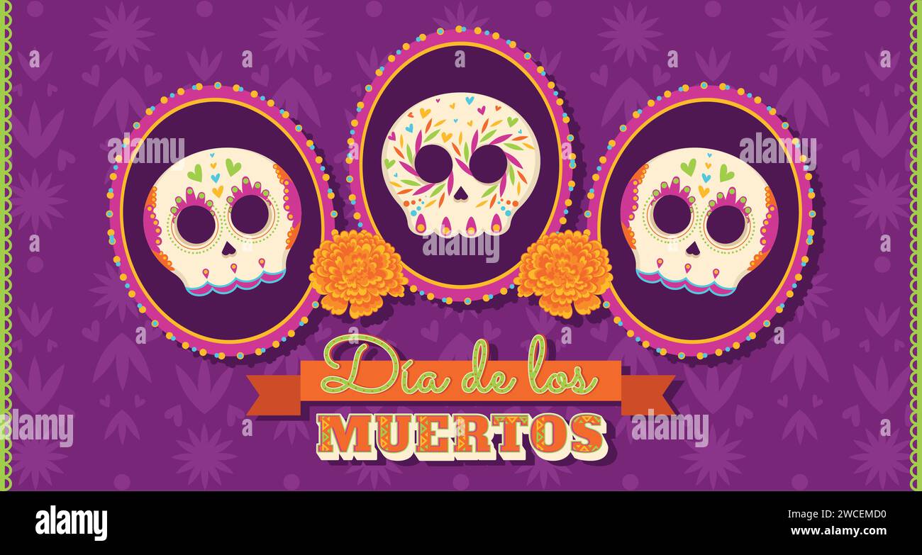 Niedliches DIA de los muertos Poster Vektor Stock Vektor