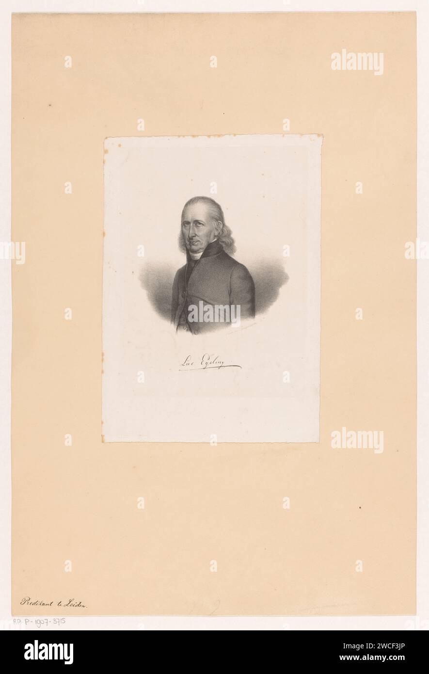 Portret van Lucas Egeling, Anonym, 1809 - 1871 Druck unter dem Porträt die Unterschrift der porträtierten Person. Leiden Paper Historical Persons Stockfoto
