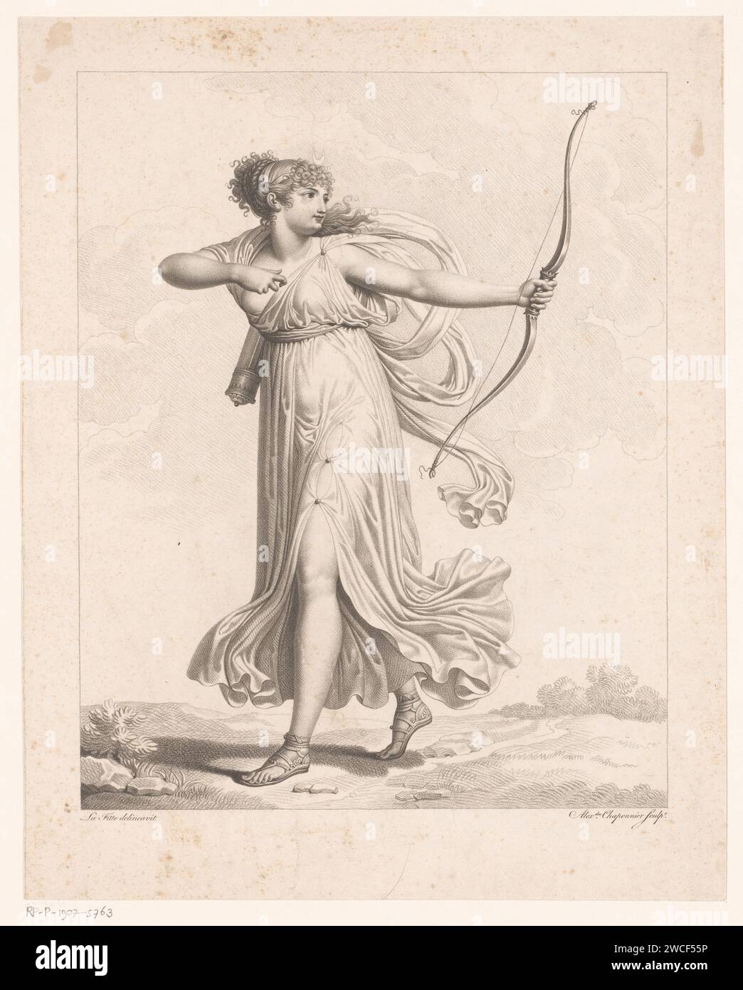 Diana als Jageres, Alexandre Chaponnier, nach Louis Lafitte, 1763 - 1805 Druck Frankreich Papierstich Diana Hunting Stockfoto